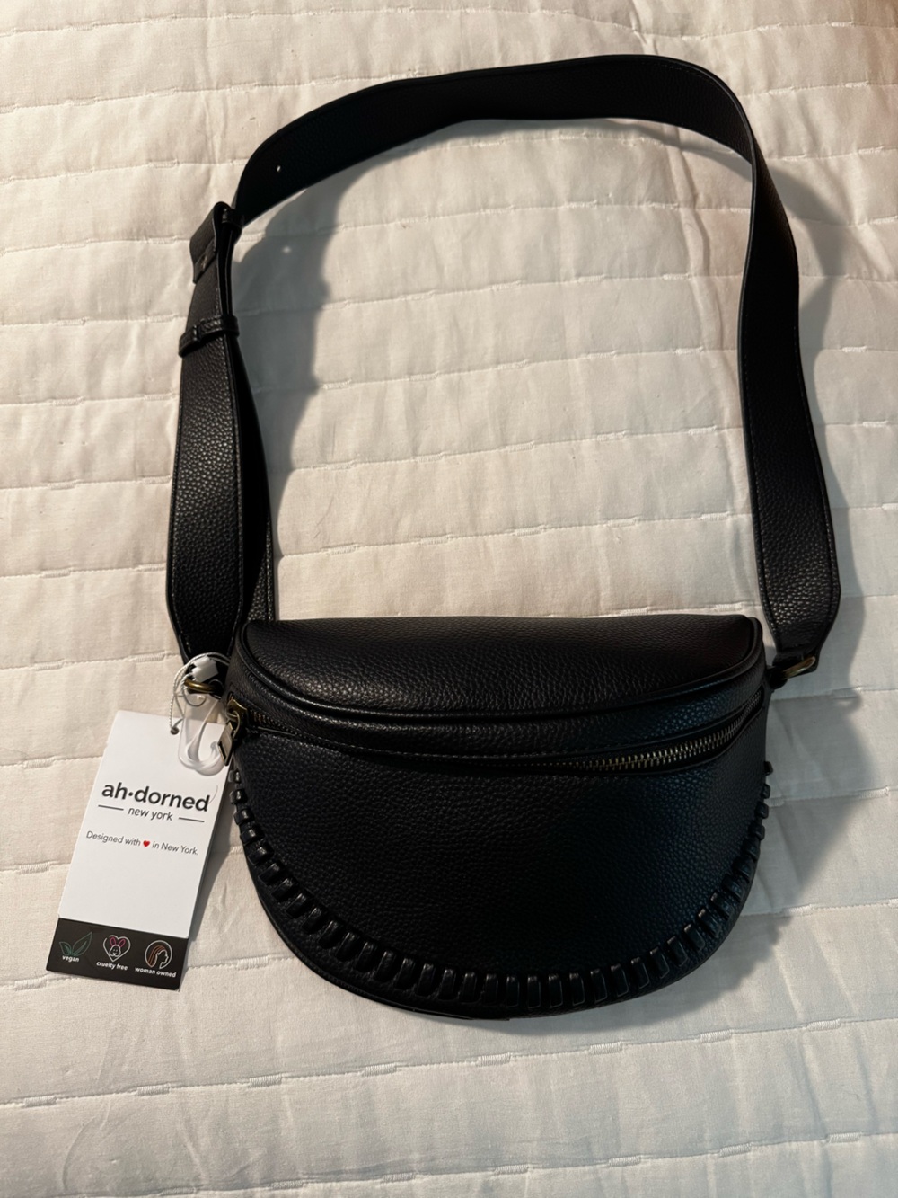 ah-dorned New York Black Leather Belt Bag for Men